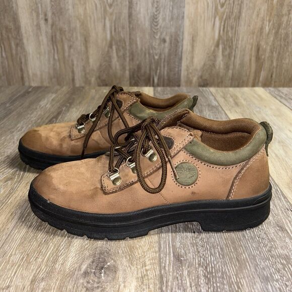 Timberland Leather Low Top Lug Sole Shoes Men’s US Size 6.5M Brown Derby Boots - Picture 5 of 11